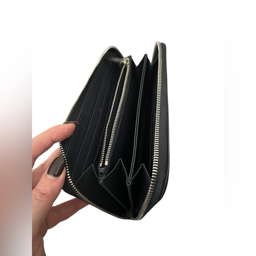 PRADA Safiano Leather Stripe Zip Around Long Wallet - Picture 14 of 14